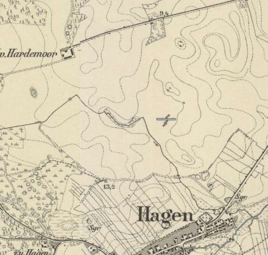 Mapa folwarku Hardemoor nad Tatynią (Hagen) z około 1888 roku