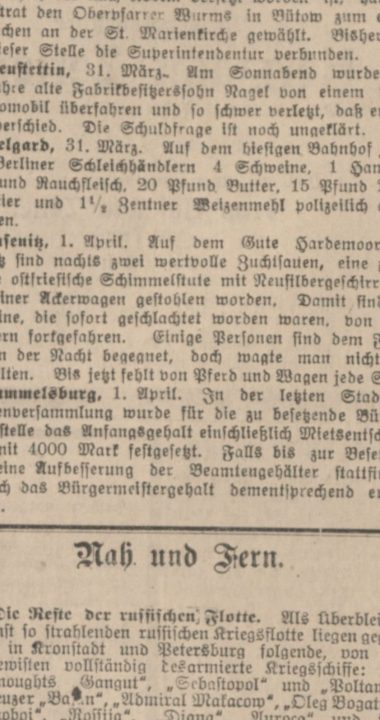 Wzmianka o kradzieży świń w folwarku Hardemoor (Gubice) w 1919 roku