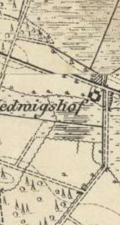 Hedwigshof, późniejsza Gosienica na mapie z okolic 1888 roku