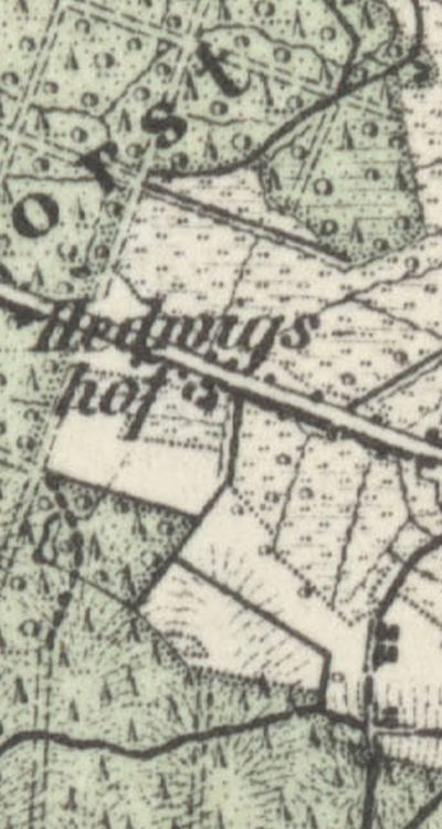 Hedwigshof, późniejsza Gosienica na mapie okolic dawnego Kreis Randow z lat trzydziestych