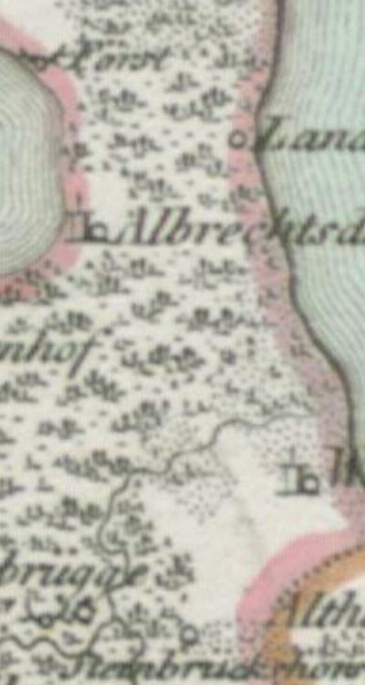Hedwigshof, późniejsza Gosienica na mapie początku XIX wieku nie występuje
