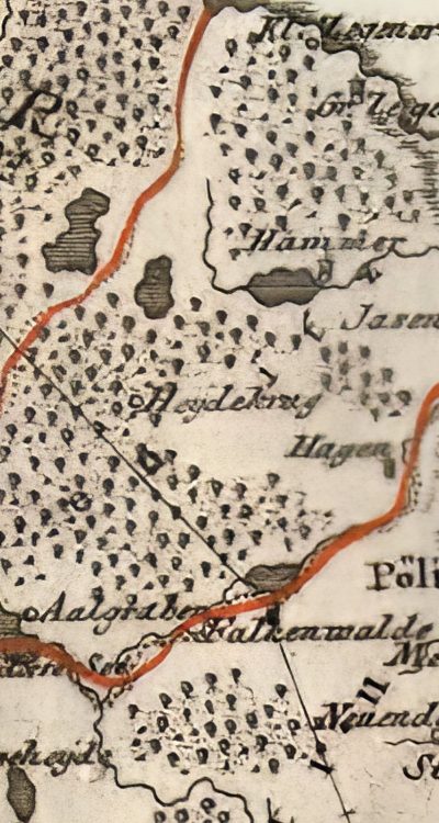 Heidekrug na mapie z 1791 roku