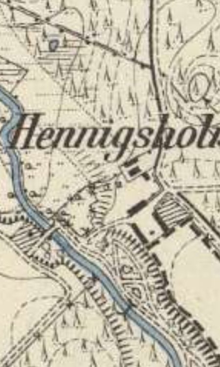 Lokalizacja Henningsholm (Oleszno) na mapie z około 1888 roku