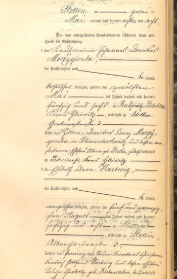 Johannes Moczygemba i jego akt ślubu