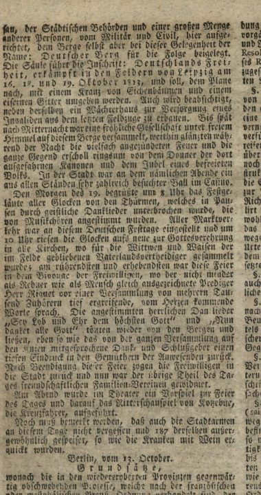 Druga część publikacji z Königlich Preußisch Pommersche Zeitung z 1814 roku