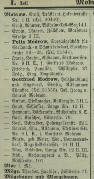 Konrad i Franz Modrow w księdze z 1930 roku