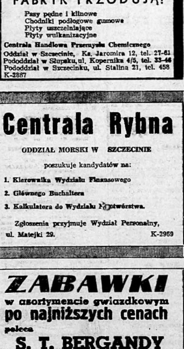 Wzmianka o centrali rybnej w ocalałej kamienicy Matejki 29, Kurier Szczeciński