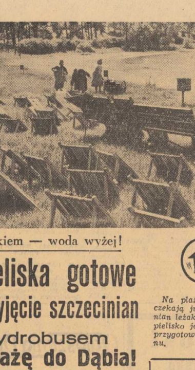 Kadr z Kuriera Szczecińskiego (24 maja 1961) z widokiem na plażę