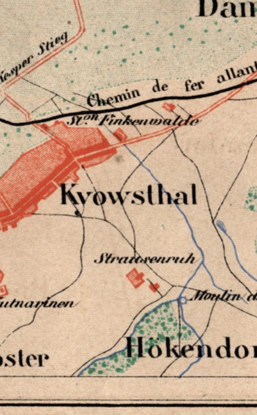 Fragment mapy z czasów schyłku twierdzy z zaznaczonym Kyowsthal