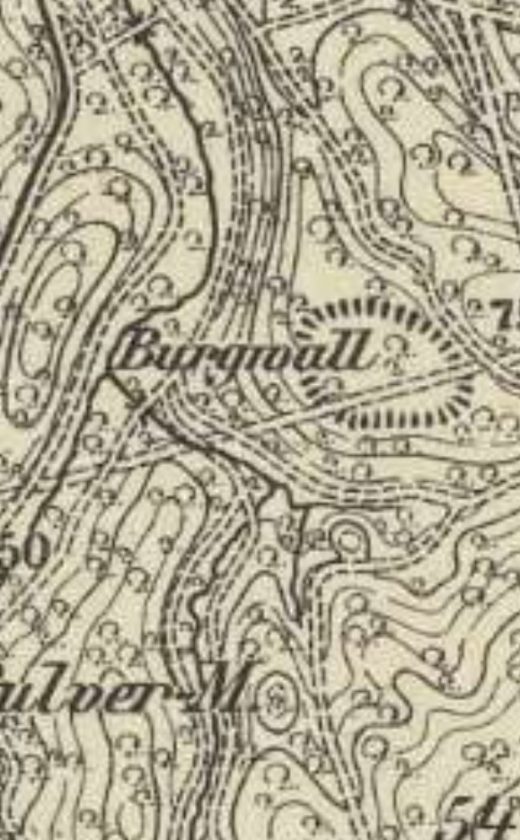 Burgwall pod dzisiejszym Klęskowem na mapie z około 1888 roku