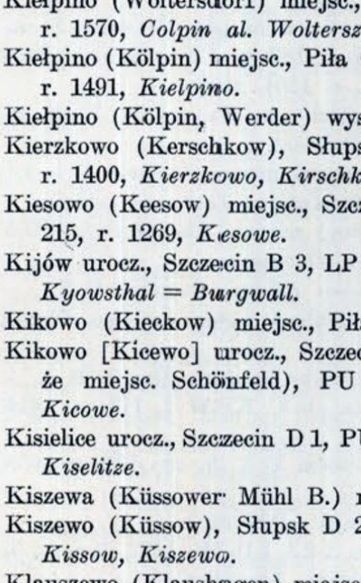 Fragment dotyczący podejrzeń nazwy Kyowsthal w polskiej przedwojennej publikacji