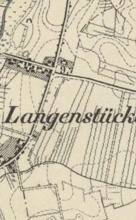 Wieś Langenstücken na dawnej mapie około 1888 roku