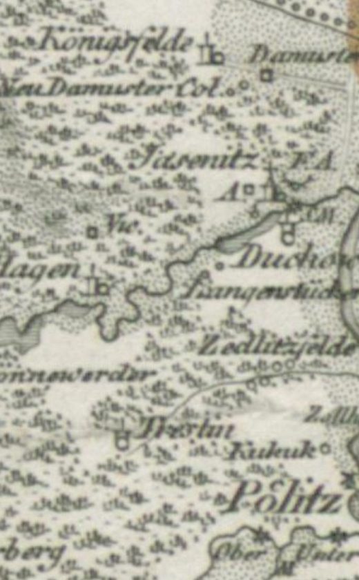 Langenstücken widoczne na mapie z początku XIX wieku
