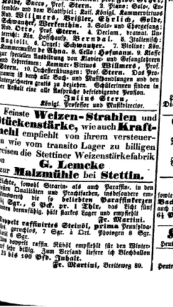 Fragment z Magdeburgische Zeitung z 1864 wymieniający pana Lemcke