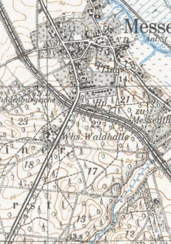 Lokalizacja Messenthiner Waldhalle na dawnej mapie