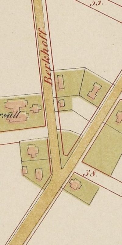 Domek w centrum kadru na mapie z około 1887 roku