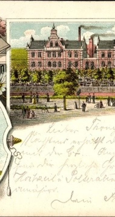 Starsza karta pocztowa z widokiem na Molkerei Eckerberg, aukcje internetowe