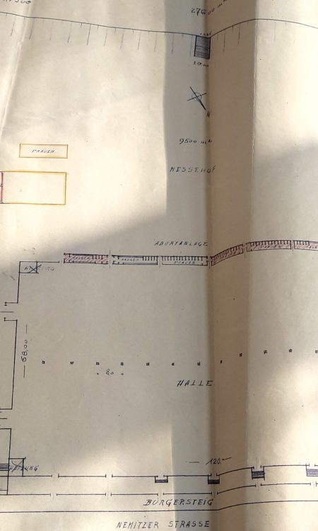 Plany targów niemierzyńskich (Stettiner Messehallen) z Archiwum Państwowego