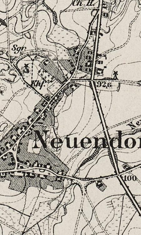 Dawny Przęsocin (Neuendorf Kreis Randow) na mapie z około 1888 roku