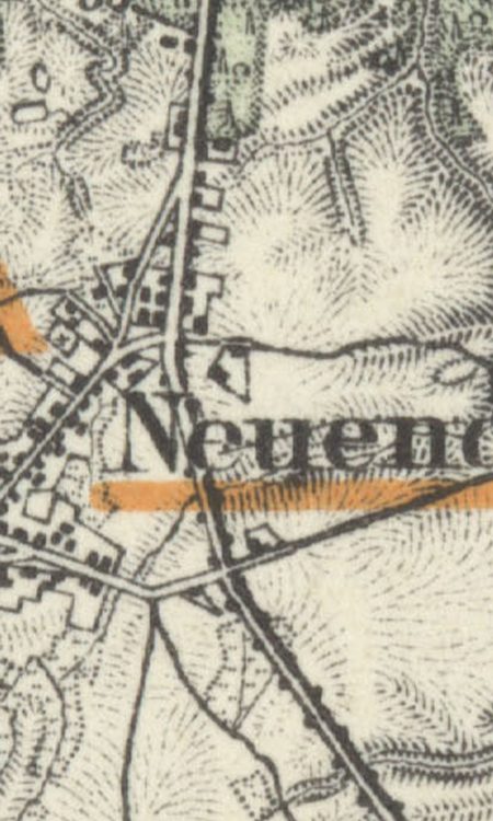 Dawny Przęsocin (Neuendorf Kreis Randow) na mapie z końca lat trzydziestych