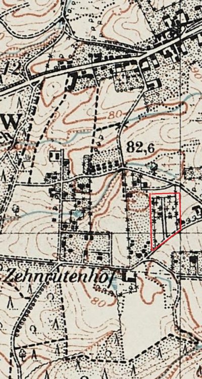 Oznaczenie cmentarza na dawnej mapie okolic