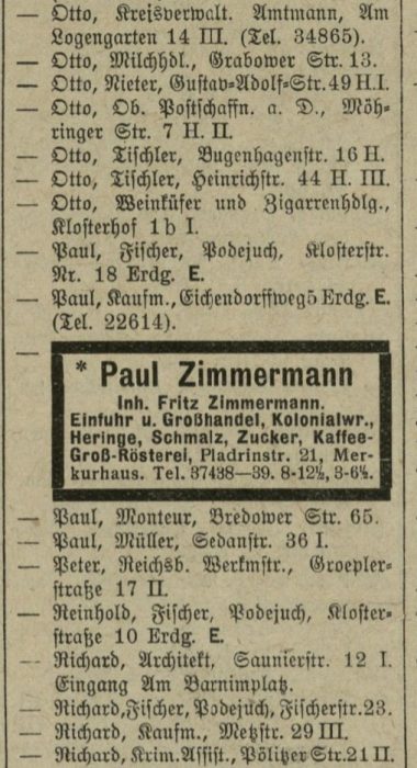 Paul Zimmermann w księdze z 1928 roku