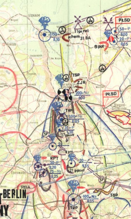Jeden z planów uderzeń i obrony UW z fragmentem przedstawiającym okolice Szczecina