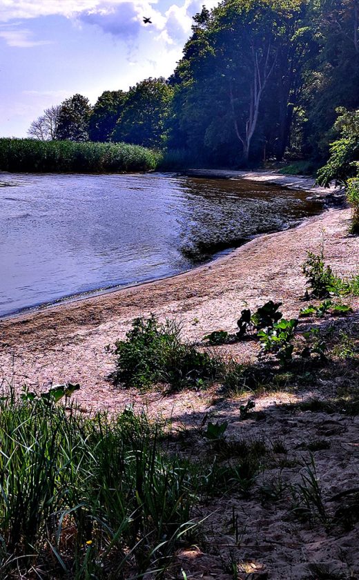 Plażą przy dawnym Neuwarp Altstadt, w sobotę i niedzielę dość pełna