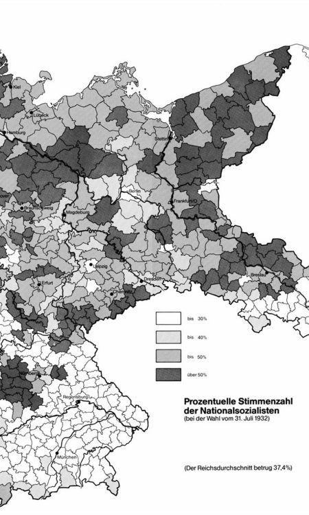 Rozkład głosów na NSDAP w wyborach w 1932 roku w podziale na okręgi