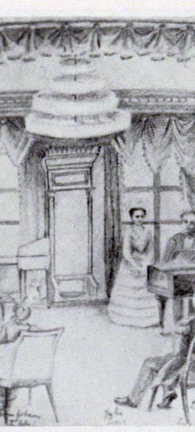 Wnętrze pałacu w rysunku córki Carla Loewe