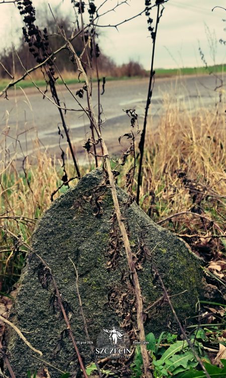 Pozostałość po drogowskazie za wsią - w stronę Barnisławia na zachodzie