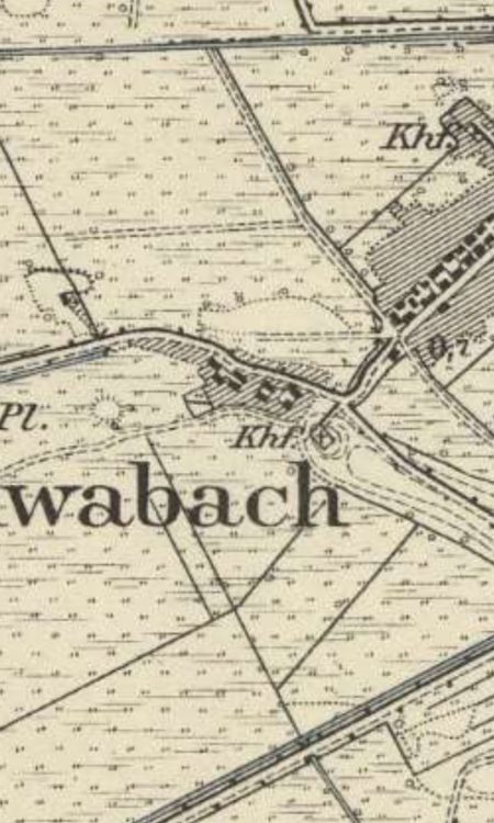 Wieś Schwabach według mapy z około 1888 roku