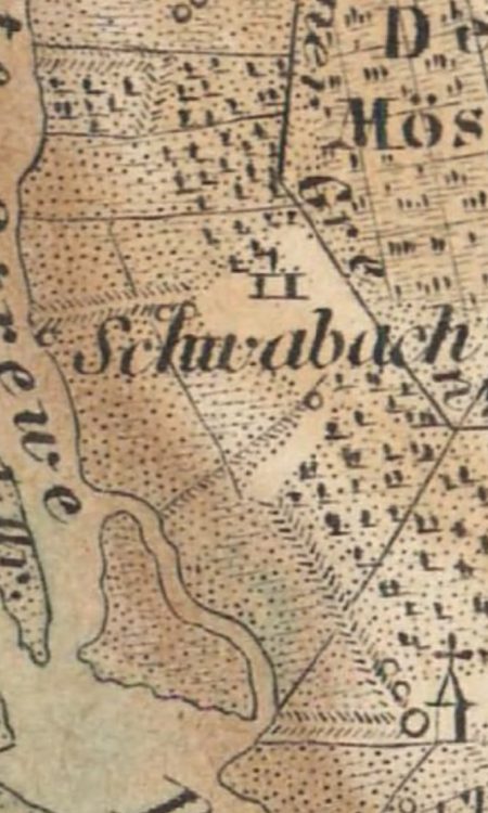 Schwabach oznaczany na mapach z połowy XIX wieku
