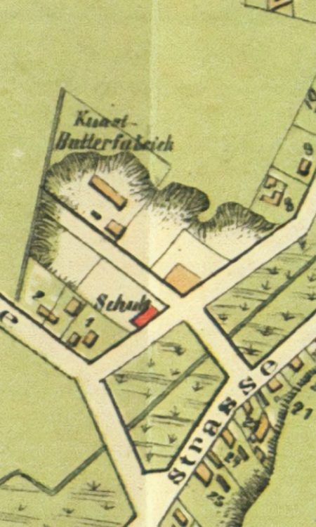 Kompleks fabryki oznaczony na mapie z około 1891 roku