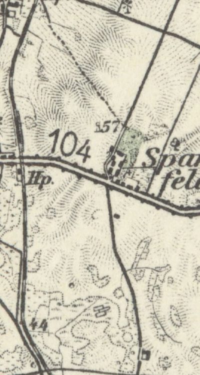 Folwark Sparrenfelde z założeniem parkowym na mapie z lat trzydziestych
