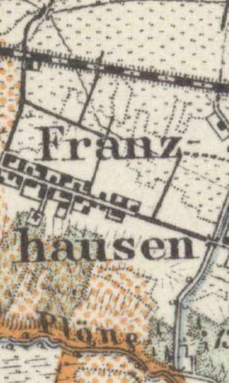 Franzhausen (Stary Szlak) na mapie i przy granicy dawnego Kreis Randow