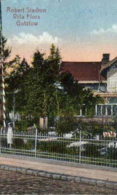 Kolorowana pocztówka z widokiem na Villę Flora, zachowana w bazie Fotopolski