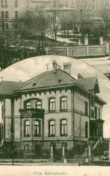 Villa Schuchardt uwieczniona na dawnej pocztówce, z aukcji internetowych