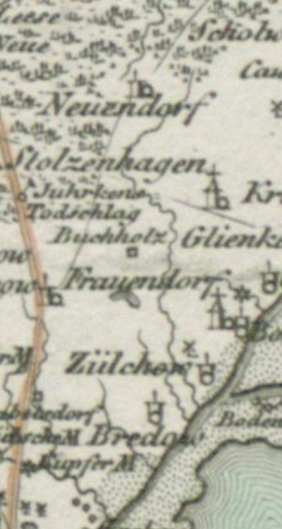 Majątek Alt Buchholz na mapie z 1817 roku