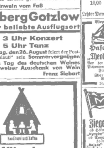 Reklama restauracji Weinberg w 1934 roku