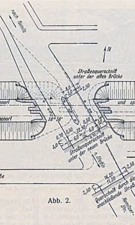 Plany przebudowy wiaduktu z zarysem starego obiektu w opisie wspominanego inspektora