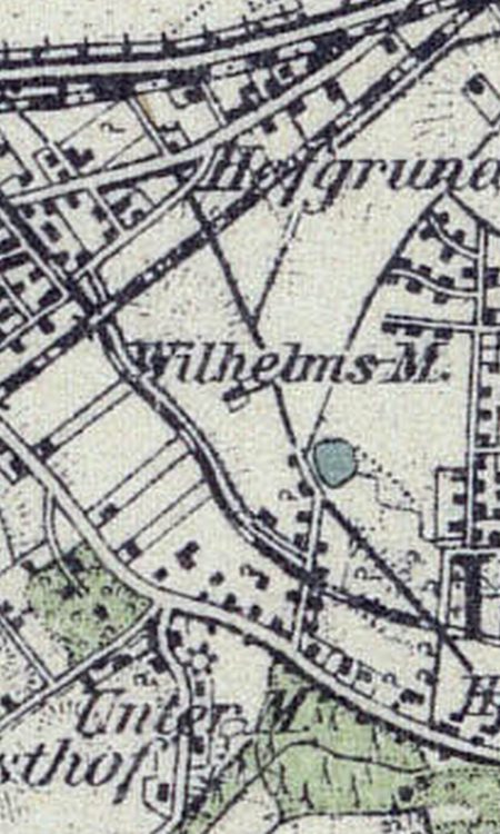 Wilhelms-Mühle jeszcze ze swoją nazwą na mapie Wielkiego Miasta Szczecin