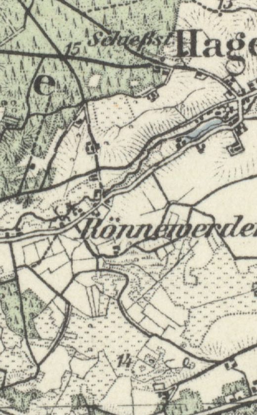 Dzisiejsza Witorza, dawne Rönnewerder na mapie kreisu (powiatu)