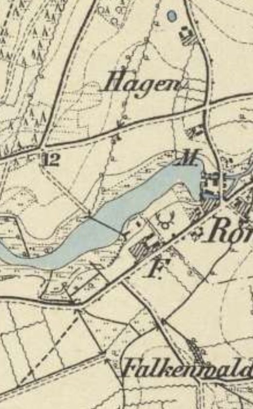 Mapa z około 1888 roku, na której widzimy zarys cmentarzyka