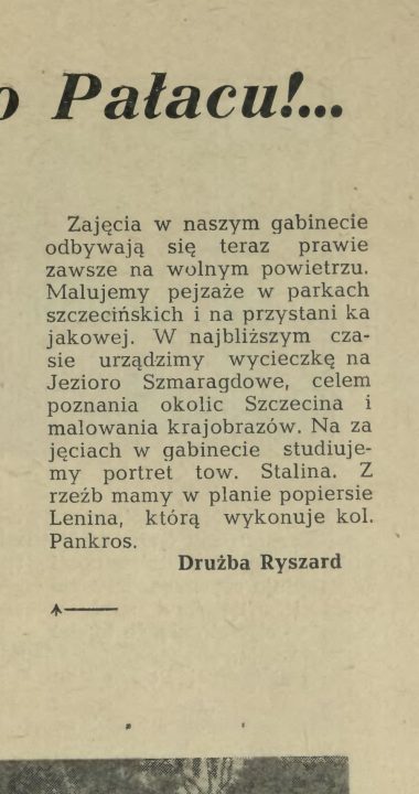 Wycieczka z Pałacu Młodzieży nad jezioro i... wątek studiowania portretu Stalina :)