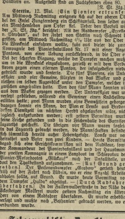 Wypadek przy Jungfernberg (Dziewoklicz) opisany w prasie z 1899 roku
