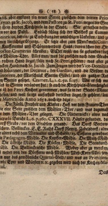 Wzmianka o młynie w Historische Nachricht von den alten Einwohnern in Pommern