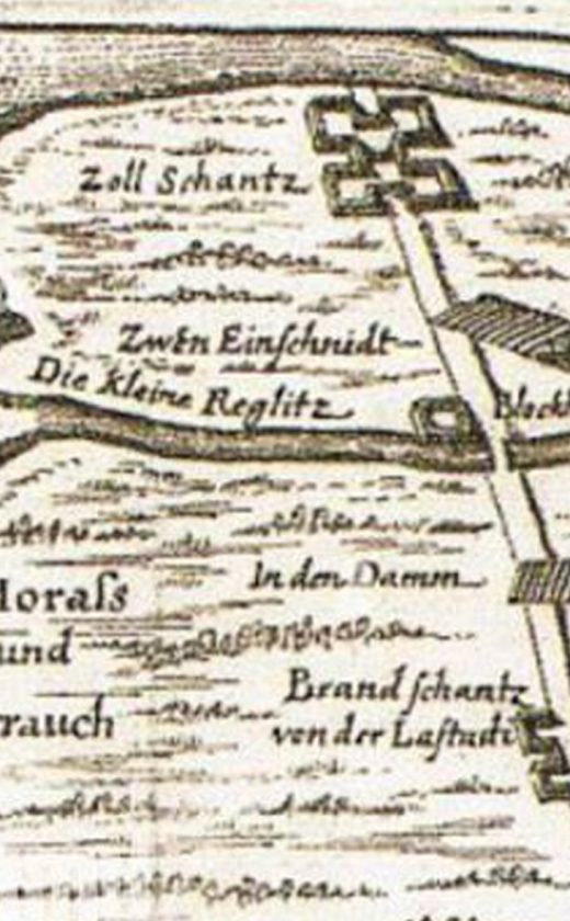 Szaniec Celny oraz Blockhaus według mapy z około 1713 roku